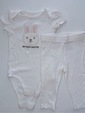 Huggies Babywear My First Easter Bunny Bodysuit & Pants Set 9M Organic Cotton